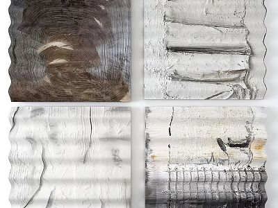 Abstract Textured Wall Decor Set Of Four With Neutral Modern Design 3d model