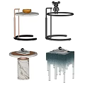 Modern Side Tables With Marble Top Metal Stand And Glass Decorative Elements 3d model
