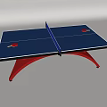 Professional Ping Pong Table With Blue Tabletop Red Frame And Net 3d model