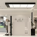 Modern Clothing Store Interior With White And Black Decor Clothing Racks Mannequins Mirrors And Plants