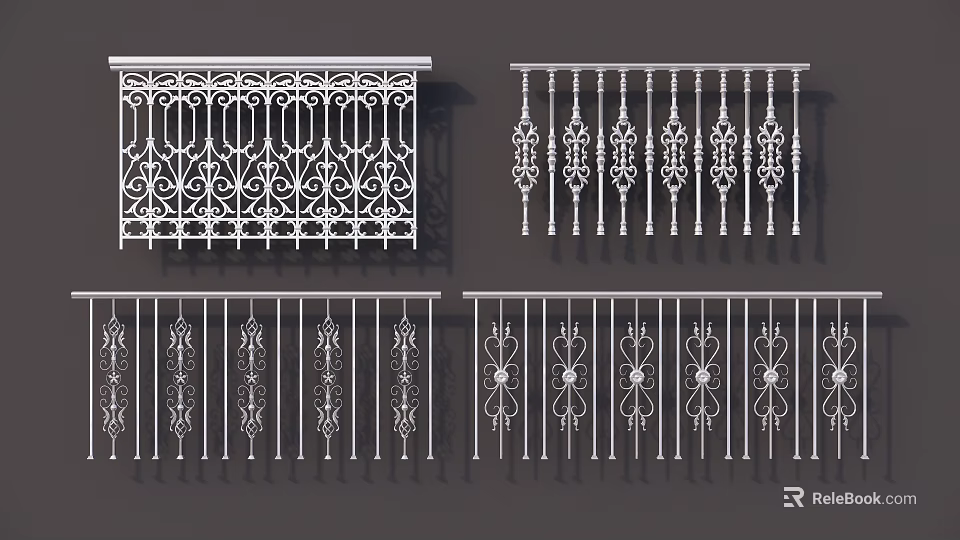 Different Decorative Fence Styles With Intricate Wrought Iron Patterns And Designs 3d model 