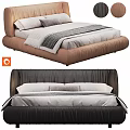 Stylish Modern Double Bed With Upholstered Frame Soft Pillows And Bedspread 3d model