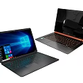 Two Modern Laptops With Windows Screen Display And Illuminated Keyboard Design 3d model