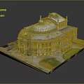 Classical Ancient Architecture Model With Dome Windows Columns And Garden Platform 3d model