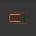 Red Playground Sled With Gold Decorations And Green Seats For Children Play Equipment