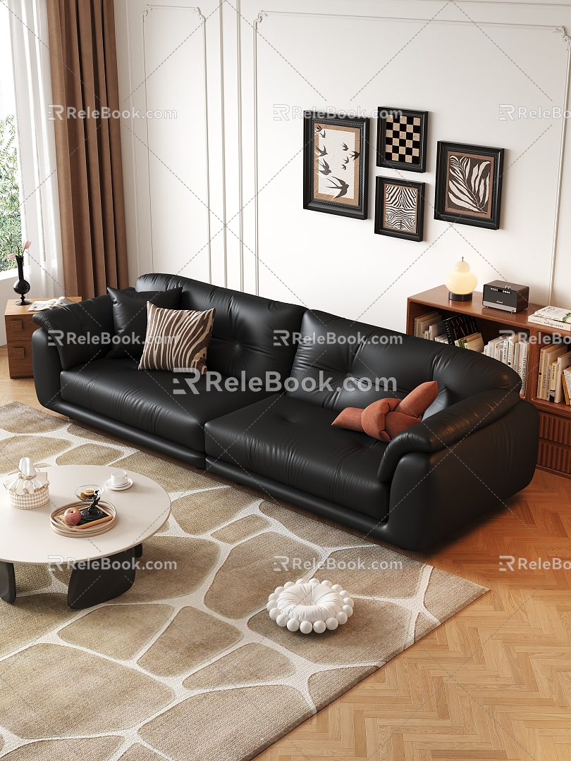 French vintage double sofa 3d model