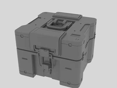 Gray Cuboid Equipment Case With Handle Locking Latches And Reinforced Corners 3d model