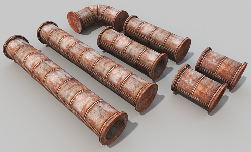 Industrial equipment iron pipe old pipe 3d model