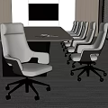 Modern Meeting Room Interior With Large Wooden Meeting Table White Leather Chairs And Papers