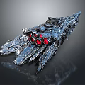 Futuristic Cosmic Spacecraft With Metallic Exterior And Red Circular Components