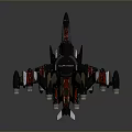 Futuristic Black And Red Spacecraft With Multiple Engines For Space Exploration 3d model