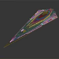 Dark Sci-Fi Triangular Warship Model With Detailed Surface And Sharp Edges