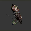 Medieval Knight in Decorative Armor Riding Horse with Squire Holding Lance