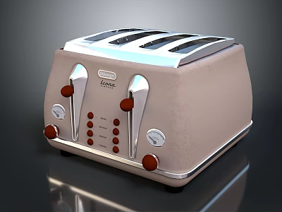 Lowe Beige Four Slice Toaster With Control Knobs Kitchen Appliance 3d model