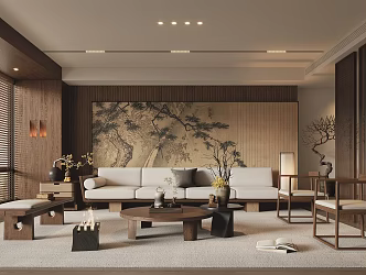 Middle Ancient New Chinese Living Room 3d model