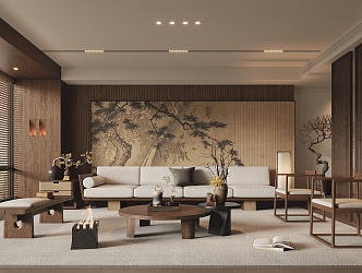 Middle Ancient New Chinese Living Room 3d model