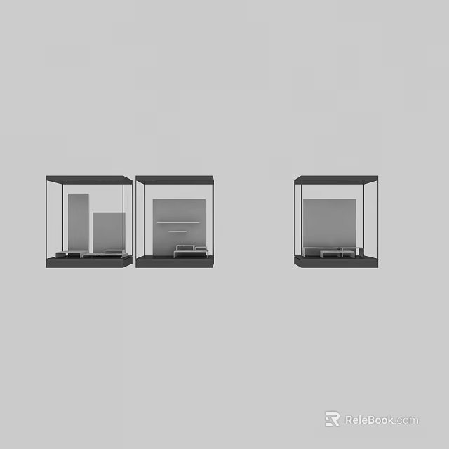 Modern Glass Display Shelves With Glass Doors And Internal Layers For Products 3d model 