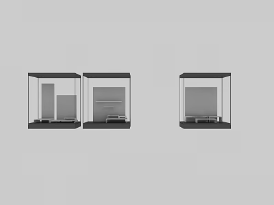 Modern Glass Display Shelves With Glass Doors And Internal Layers For Products 3d model