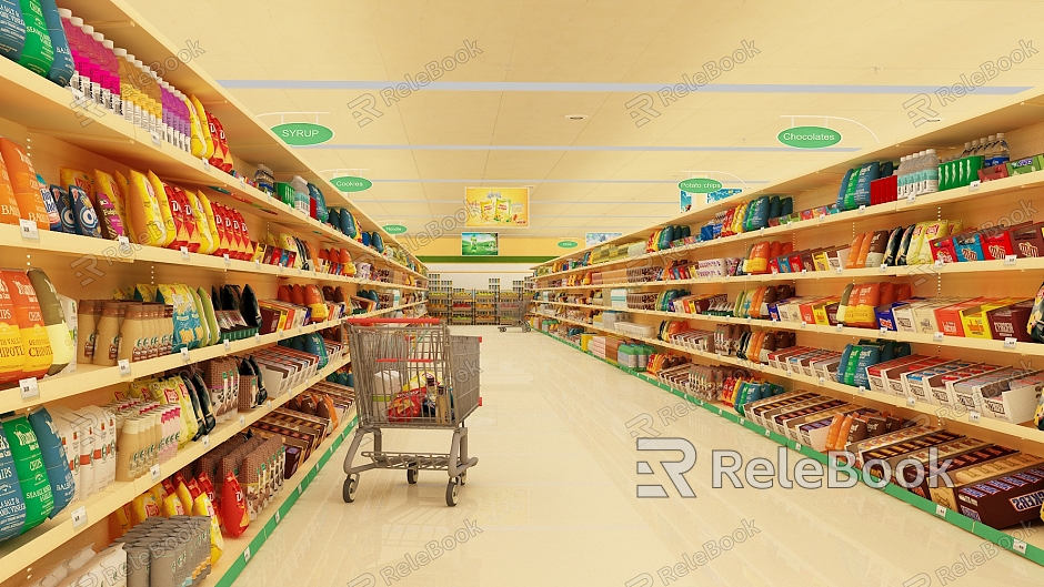 modern supermarket supermarket shelves model