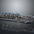 Futuristic Sci-Fi Weapon 3D Model With Metallic Parts Green Energy Core And Multiple Barrels