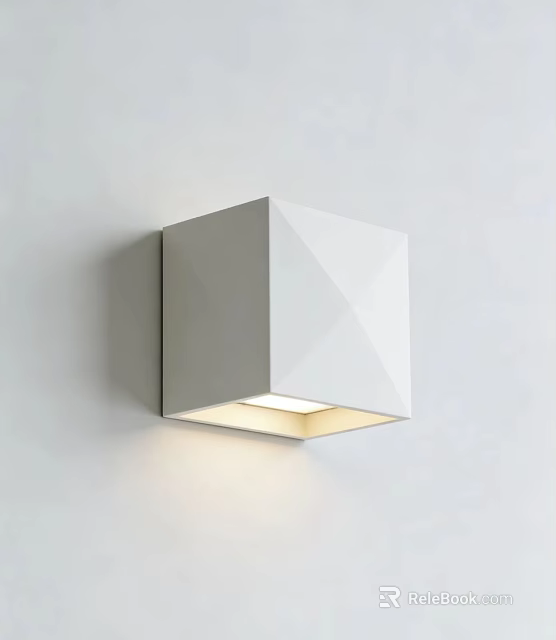 Modern White Cube Wall Light Mounted On Wall With Warm Glow 3d model 