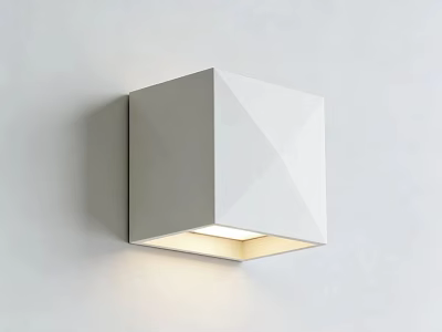 Modern White Cube Wall Light Mounted On Wall With Warm Glow 3d model