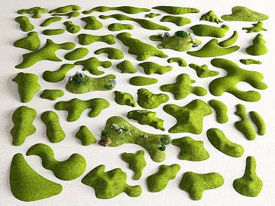 Green Moss Covered Miniature Terrain With Irregular Shapes And Small Landscapes 3d model