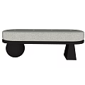 Modern Upholstered White Sofa Bench With Black Spherical And Geometric Legs 3d model