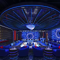 Modern KTV Lounge Interior With Neon Lights Comfortable Sofa And Big Screen