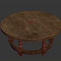 Classic Rustic Wooden Round Coffee Table Featuring Sturdy Decorative Carved Legs 3d model
