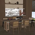 Modern Open Kitchen Interior Design With Island Counter And Cabinets 3d model