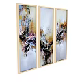 Three Panel Abstract Paintings With Vibrant Colors And Light Frames For Wall Decor