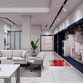 Modern Home Appliances Showroom Interior Design With Sofa Table Chairs And Display Area