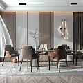 Modern Dining Table and Chair Combination 3d model
