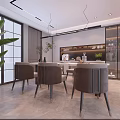 Modern Living Dining Room Interior With Marble Coffee Table Sofa And TV Cabinet Decor