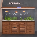 Middle style fish tank aquarium ornamental fish tank glass fish tank aquarium tropical fish 3d model