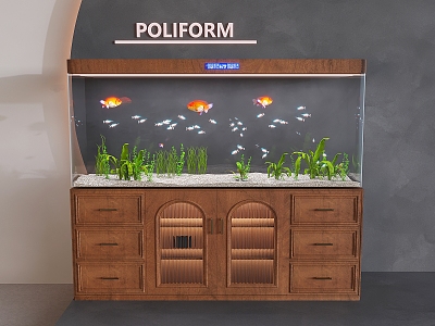 Middle style fish tank aquarium ornamental fish tank glass fish tank aquarium tropical fish 3d model