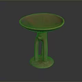 Sculptural Carving Of Red Circular Tray With Double Column Base And Decorative Clay Texture