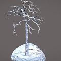 Wooden Tree Trunk Ornament With Snow Covered Stone Base 3d model