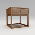 Classic Wooden Side Table With Single Drawer And Square Frame Base 3d model
