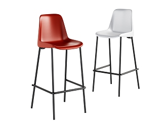 Bar chair combination simple fashion elegant metal tripod 3d model