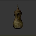 Golden Brass Teapot With Intricate Carvings Spire Lid And Long Spout Design