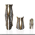 Organ And Hair Inspired Textured Decorative Metallic Objects In Silver Gold Finish With Three Sizes