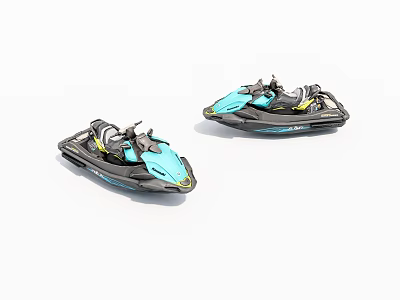 Sleek Blue And Black Jet Skis With Modern Design And Stylish Features 3d model