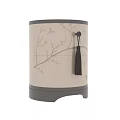Elegant Round Traditional Chinese Style Bedside Table With Exquisite Floral And Bird Print Tassel Handle