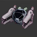 Futuristic Sci Fi Aircraft With White Body Black Cockpit Red Details And Side Thrusters