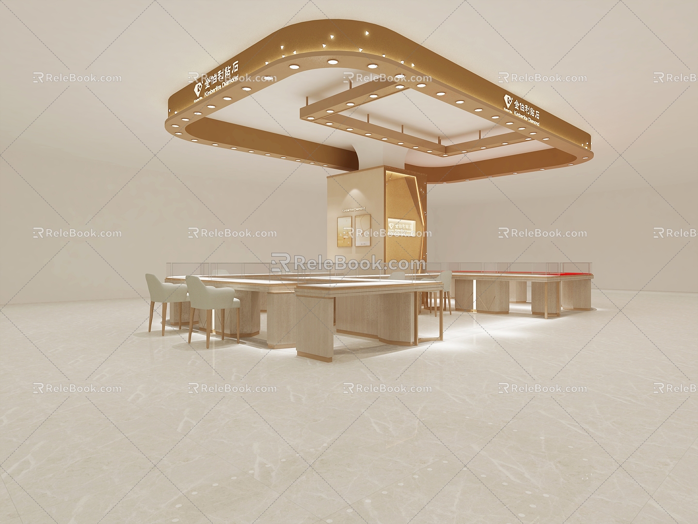 Light Luxury Kimberley Diamond Jewelry Store Jewelry Shop Jewelry Showroom Store Island Jewelry Shop Space 3d model