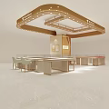 Mall Watches Counter Modern Design With Illuminated Arch Display Counters And White Chairs