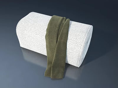 White Hinged Door Adorned with Dark Green Towel on Dark Background 3d model