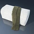 White Hinged Door Adorned with Dark Green Towel on Dark Background